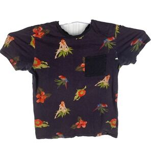 On‎ The Byas Men's Black Y2K Preppy Short Sleeve Printed Soft T-Shirt in Sz Med